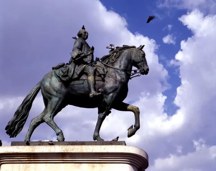 Framed Print : Equestrian statue in the Puerta del Sol in Madrid of Carlos III (1716-1788), King of Spain Framed Print : Equestrian statue in the Puerta del Sol in Madrid of Carlos III (1716-1788), King of Spain