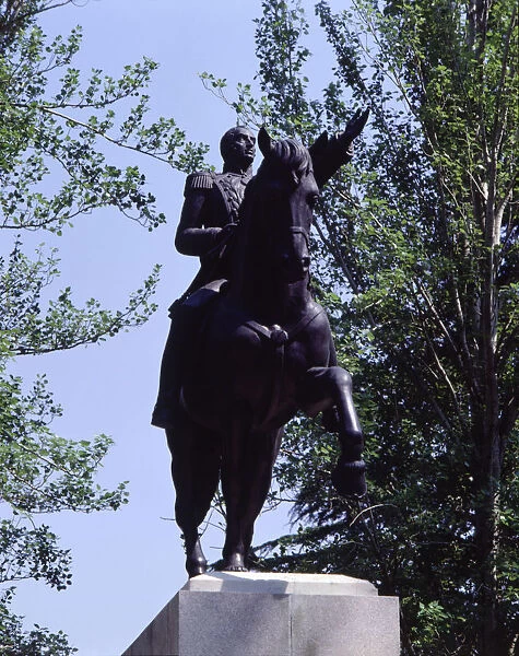 Equestrian statue of Simon Bolivar The Liberator (1783-1830), military and hero