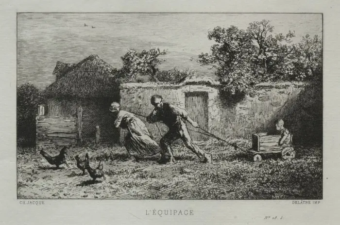 Framed Print : The Equipage. Creator: Charles-Emile Jacque (French, 1813-1894) Framed Print : The Equipage. Creator: Charles-Emile Jacque (French, 1813-1894)