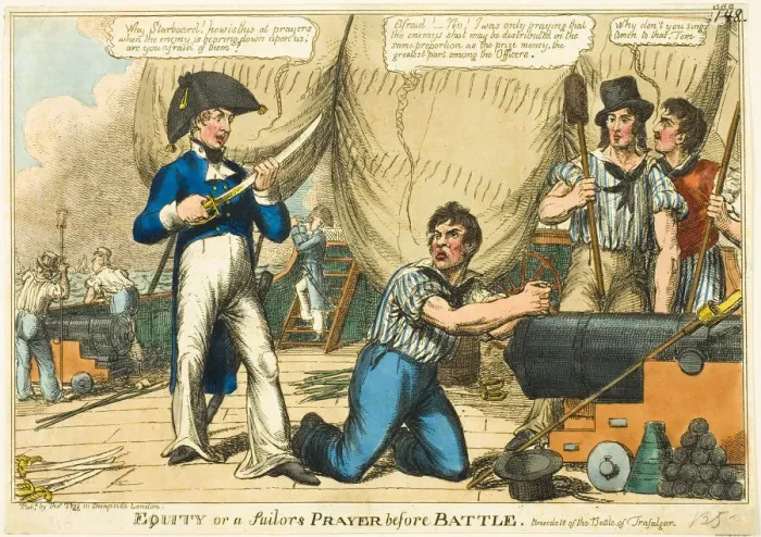Framed Print : Equity, or a Sailors Prayer before Battle, 1805. Creator: Charles Williams