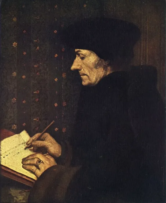 Framed Print : Erasmus, 1523, (1909). Artist: Hans Holbein the Younger Framed Print : Erasmus, 1523, (1909). Artist: Hans Holbein the Younger