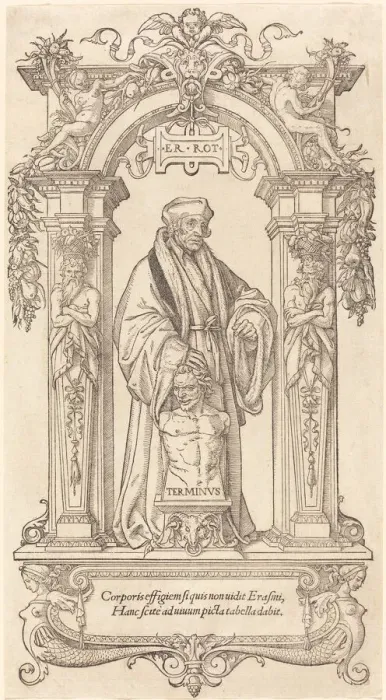 Framed Print : Erasmus of Rotterdam, c. 1538. Creator: Hans Holbein the Younger Framed Print : Erasmus of Rotterdam, c. 1538. Creator: Hans Holbein the Younger