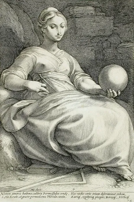 Framed Print : Erato, 1592. Creator: Hendrik Goltzius Framed Print : Erato, 1592. Creator: Hendrik Goltzius