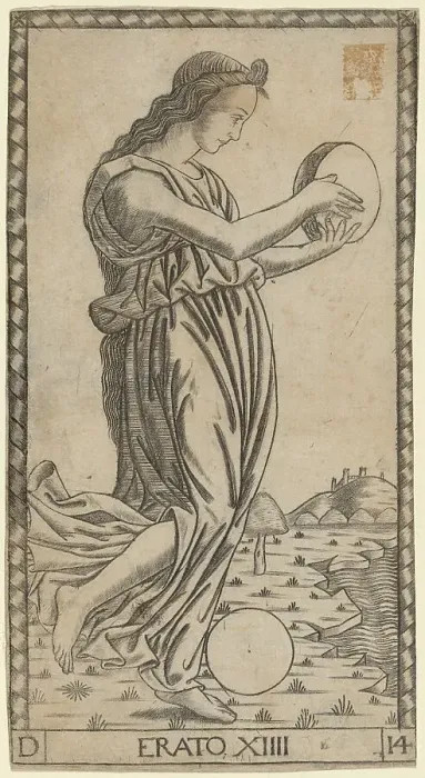Framed Print : Erato, probably c. 1470. Creator: Master of the S-Series Tarocchi Framed Print : Erato, probably c. 1470. Creator: Master of the S-Series Tarocchi