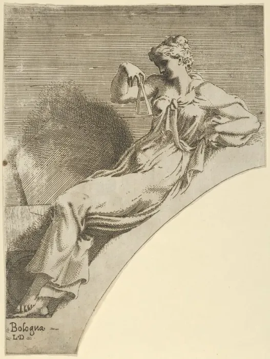 Framed Print : Erato, from the series Twelve Muses and Goddesses, ca. 1540-45. Creator: Leon Davent Framed Print : Erato, from the series Twelve Muses and Goddesses, ca. 1540-45. Creator: Leon Davent
