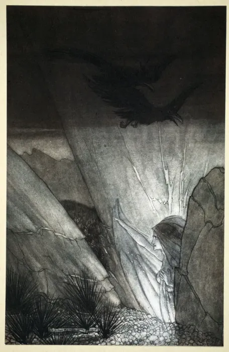 Framed Print : Erda bids thee beware, 1910. Artist: Arthur Rackham Framed Print : Erda bids thee beware, 1910. Artist: Arthur Rackham