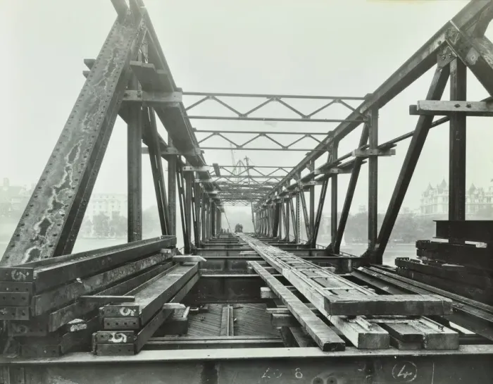 Framed Print : Erection of Emergency Thames Bridge, London, 1942 Framed Print : Erection of Emergency Thames Bridge, London, 1942