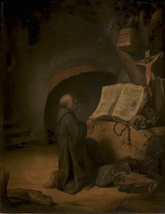 Framed Print : Eremit Praying, 1635. Creator: Jacob van Spreeuwen Framed Print : Eremit Praying, 1635. Creator: Jacob van Spreeuwen