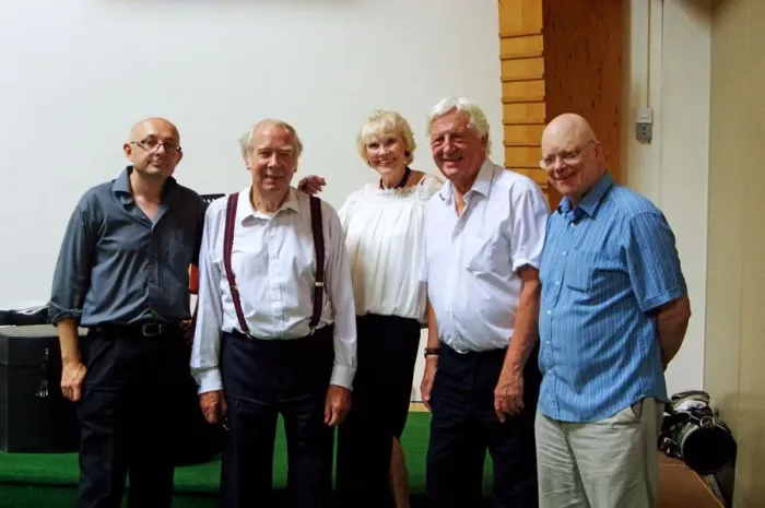 Framed Print : Eric Ford, Len Skeat, Val Wiseman, Brian Dee and John Altman, 23rd July 2016. Artist Framed Print : Eric Ford, Len Skeat, Val Wiseman, Brian Dee and John Altman, 23rd July 2016. Artist