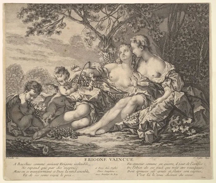 Framed Print : Erigone Vanquished, ca. 1745. Creator: Claude Augustin Duflos le Jeune Framed Print : Erigone Vanquished, ca. 1745. Creator: Claude Augustin Duflos le Jeune