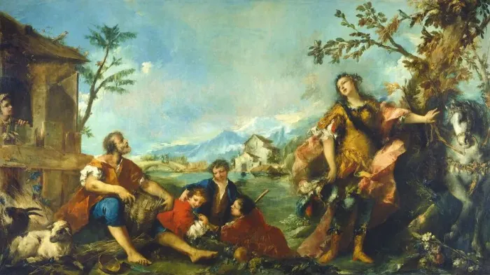 Framed Print : Erminia and the Shepherds, 1750 / 1755. Creators: Francesco Guardi, Antonio Guardi Framed Print : Erminia and the Shepherds, 1750 / 1755. Creators: Francesco Guardi, Antonio Guardi