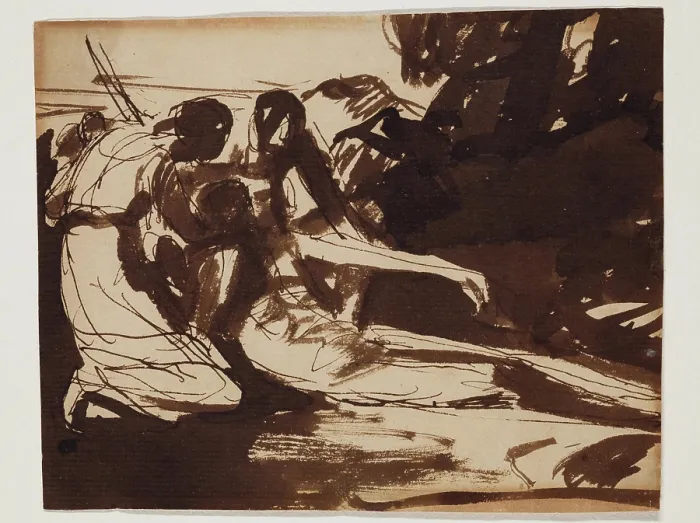 Framed Print : Erminia and Vafrino Ministering to the Wounded Tancred, c1776. Creator: George Romney