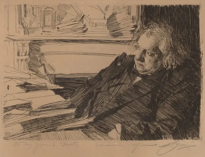 Framed Print : Ernest Renan, 1892. Creator: Anders Leonard Zorn Framed Print : Ernest Renan, 1892. Creator: Anders Leonard Zorn