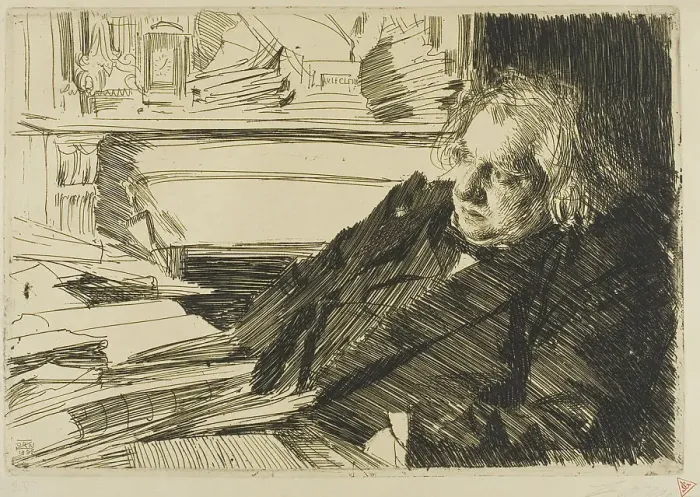 Framed Print : Ernest Renan, 1892. Creator: Anders Leonard Zorn Framed Print : Ernest Renan, 1892. Creator: Anders Leonard Zorn