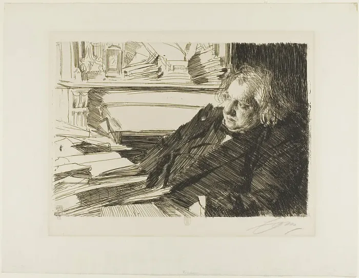 Framed Print : Ernest Renan, 1892. Creator: Anders Leonard Zorn Framed Print : Ernest Renan, 1892. Creator: Anders Leonard Zorn