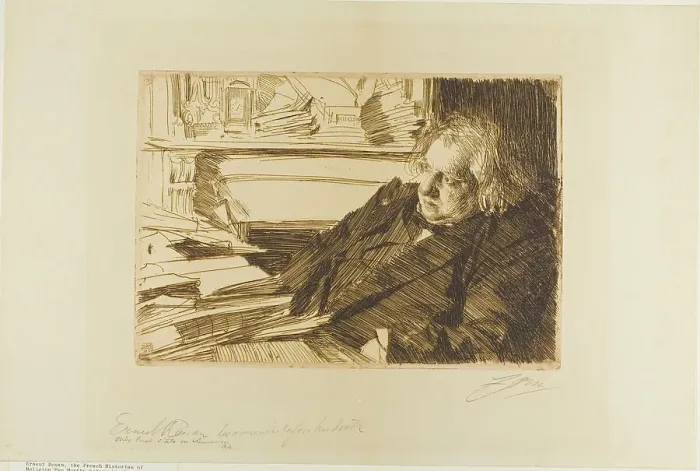 Framed Print : Ernest Renan, 1892. Creator: Anders Leonard Zorn Framed Print : Ernest Renan, 1892. Creator: Anders Leonard Zorn
