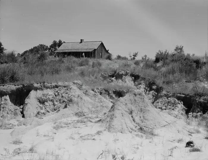Framed Print : Eroded cotton farm near Jackson, Mississippi, 1937. Creator: Dorothea Lange Framed Print : Eroded cotton farm near Jackson, Mississippi, 1937. Creator: Dorothea Lange
