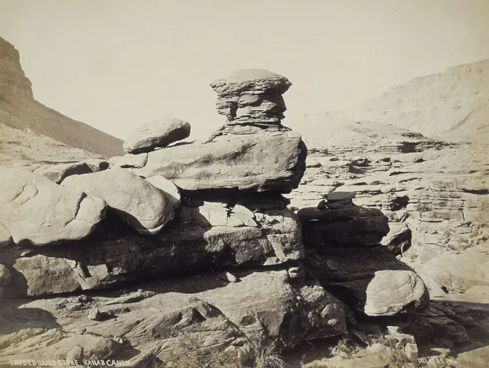 Framed Print : Eroded Sandstone, Kanab Canon, 1870s. Creator: John Karl Hillers Framed Print : Eroded Sandstone, Kanab Canon, 1870s. Creator: John Karl Hillers