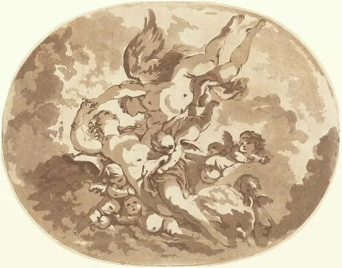 Framed Print : Eros and Psyche, 1766. Creator: Jean Claude Richard Saint-Non Framed Print : Eros and Psyche, 1766. Creator: Jean Claude Richard Saint-Non