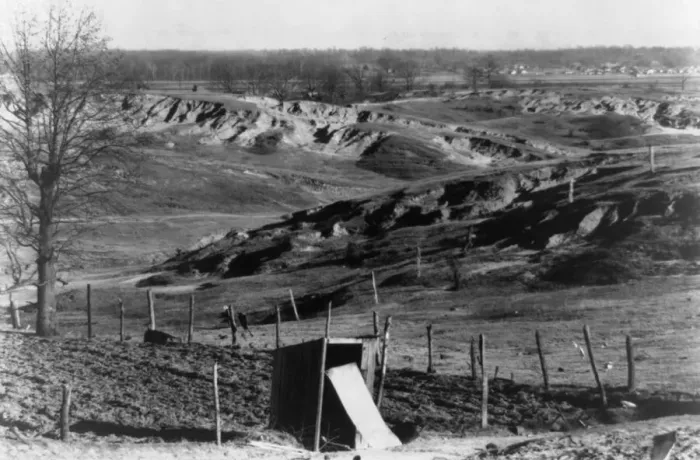 Framed Print : Erosion near Tupelo, Mississippi, 1936. Creator: Walker Evans Framed Print : Erosion near Tupelo, Mississippi, 1936. Creator: Walker Evans