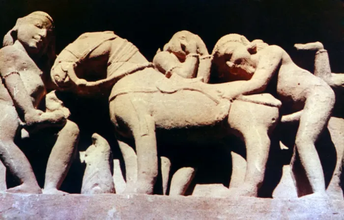 Framed Print : Erotic Sculpture, Hindu Temple, Khajuraho, India, 950 - 1050 Framed Print : Erotic Sculpture, Hindu Temple, Khajuraho, India, 950 - 1050