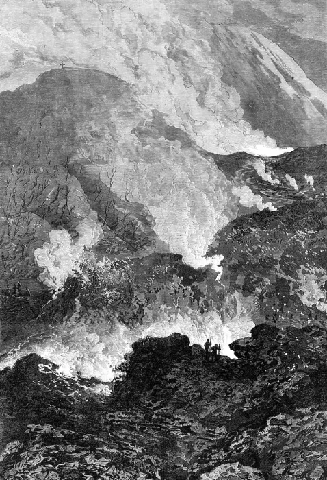 Framed Print : The eruption of Mount Vesuvius: flood of lava and red-hot ashes, 1868. Creator: Mason Jackson Framed Print : The eruption of Mount Vesuvius: flood of lava and red-hot ashes, 1868. Creator: Mason Jackson