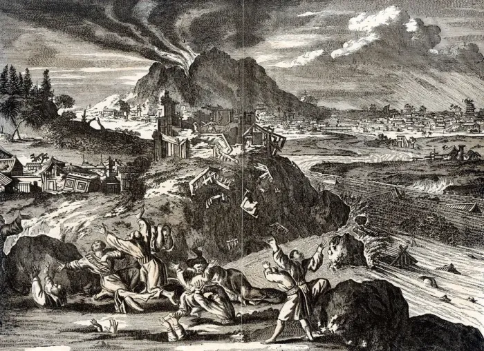 Framed Print : Eruption of Shirane-san and earthquake at Edo (Tokyo), Japan, 1650 Framed Print : Eruption of Shirane-san and earthquake at Edo (Tokyo), Japan, 1650