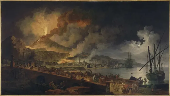 Framed Print : The eruption of Vesuvius seen from Portici, ca 1767. Creator: Volaire, Pierre Jacques (1729-1802) Framed Print : The eruption of Vesuvius seen from Portici, ca 1767. Creator: Volaire, Pierre Jacques (1729-1802)