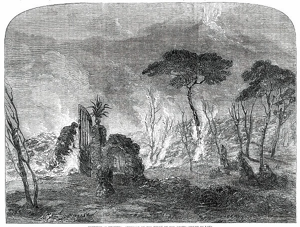 Eruption of Vesuvius - Sketched on the Verge of the Grand Stream of Lava, 1850. Creator: Unknown