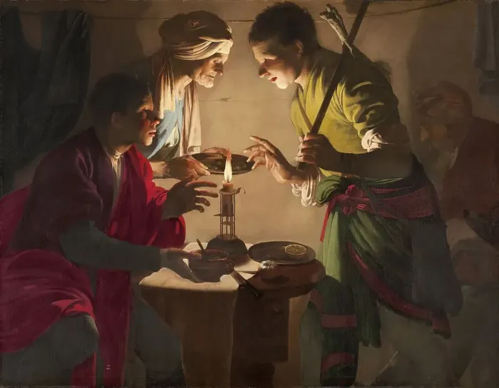 Framed Print : Esau selling His Birthright, 1627. Creator: Hendrick ter Brugghen Framed Print : Esau selling His Birthright, 1627. Creator: Hendrick ter Brugghen