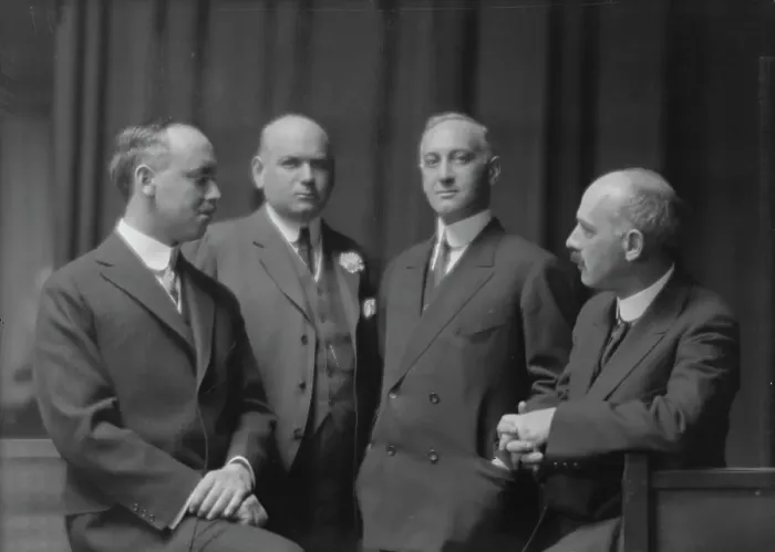 Framed Print : Esberg, Mr. Mr. Melton, and two unidentified men, portrait photograph, 1915 Jan. Creator: Arnold Genthe Framed Print : Esberg, Mr. Mr. Melton, and two unidentified men, portrait photograph, 1915 Jan. Creator: Arnold Genthe