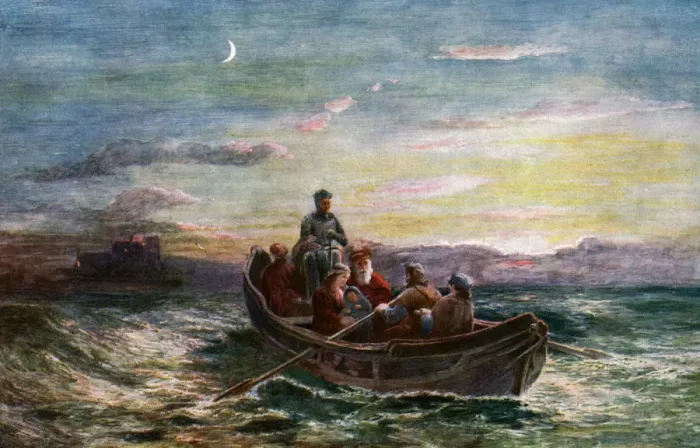 Framed Print : The Escape of Mary Queen of Scots from Loch Leven Castle, 19th century, (c1920) Framed Print : The Escape of Mary Queen of Scots from Loch Leven Castle, 19th century, (c1920)