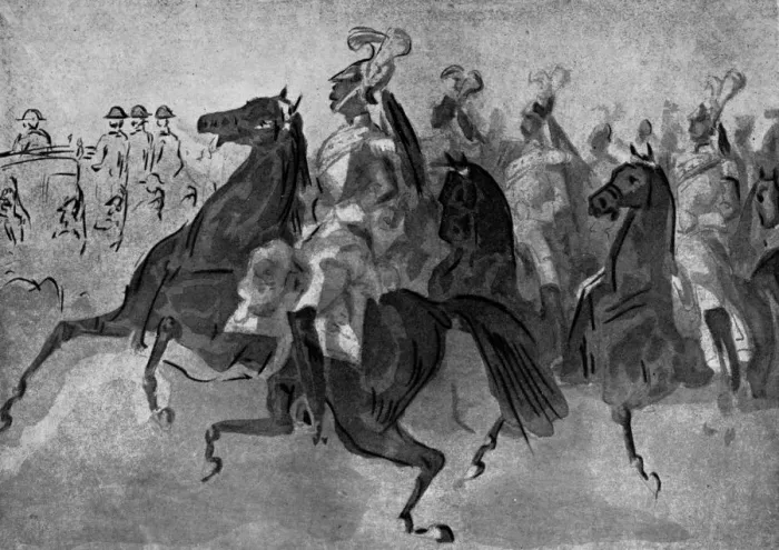Framed Print : The Escort of Cuirassiers, 19th century, (1930). Artist: Constantin Guys Framed Print : The Escort of Cuirassiers, 19th century, (1930). Artist: Constantin Guys