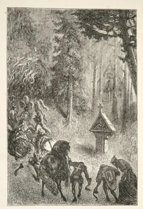 Framed Print : Escorting Guenever from Cameliard, from Stories of the Days of King Arthur by Charles Henry Hanson Framed Print : Escorting Guenever from Cameliard, from Stories of the Days of King Arthur by Charles Henry Hanson