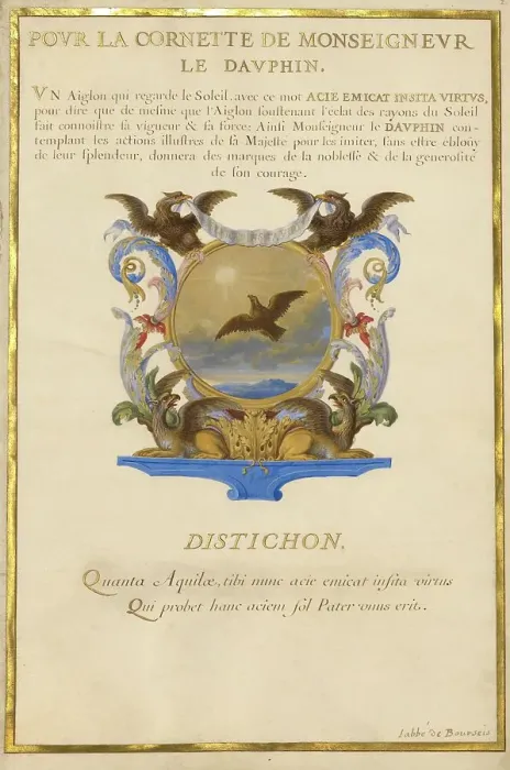 Framed Print : Escutcheon with an Eagle; Nine Emblems for Louis XIV; Emblem for Louis XIV, about 1663-1668. Creator: Jacques Bailly Framed Print : Escutcheon with an Eagle; Nine Emblems for Louis XIV; Emblem for Louis XIV, about 1663-1668. Creator: Jacques Bailly