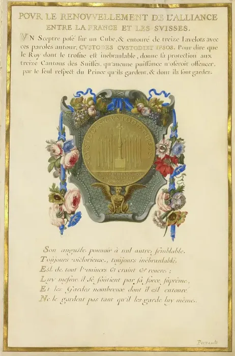 Framed Print : Escutcheon with a Medal; Nine Emblems for Louis XIV, about 1663-1668. Creator: Jacques Bailly Framed Print : Escutcheon with a Medal; Nine Emblems for Louis XIV, about 1663-1668. Creator: Jacques Bailly