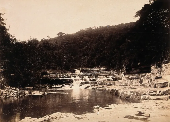 Framed Print : Eshowe, South Africa: waterfalls (The Umlalaas), between 1880 and 1899. Creator: John Wallace Bradley Framed Print : Eshowe, South Africa: waterfalls (The Umlalaas), between 1880 and 1899. Creator: John Wallace Bradley