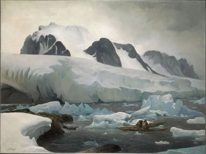 Framed Print : Eskimo kayaks, the kiss, 1842. Creator: Biard, Francois-August (1798-1882) Framed Print : Eskimo kayaks, the kiss, 1842. Creator: Biard, Francois-August (1798-1882)