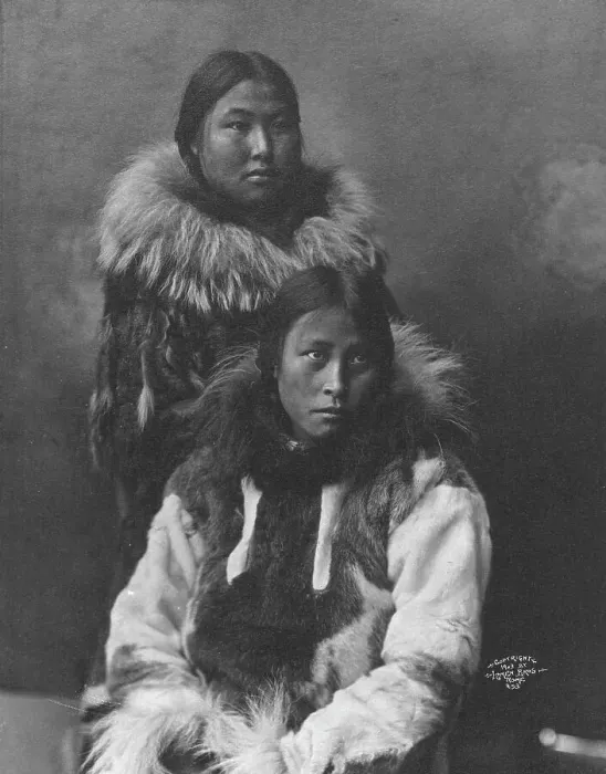 Framed Print : Two Eskimo women posing, c1903, printed (1927?). Creator: Unknown Framed Print : Two Eskimo women posing, c1903, printed (1927?). Creator: Unknown