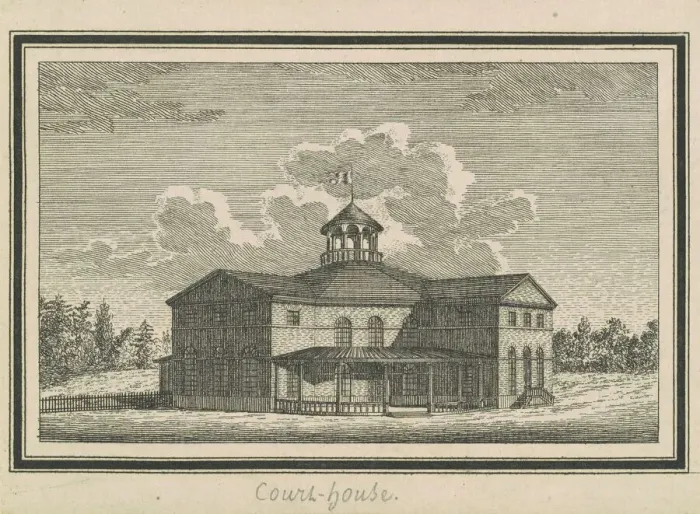 Framed Print : Esperanza, Courthouse, 1795. Creator: Charles Balthazar Julien Fé Framed Print : Esperanza, Courthouse, 1795. Creator: Charles Balthazar Julien Fé