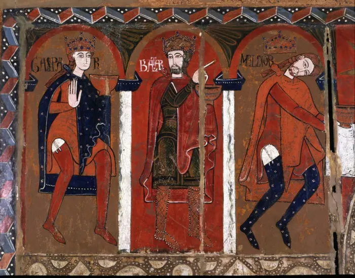 Framed Print : Espinelves Front (or the three kings), panel Painting, detail of the kings of Framed Print : Espinelves Front (or the three kings), panel Painting, detail of the kings of