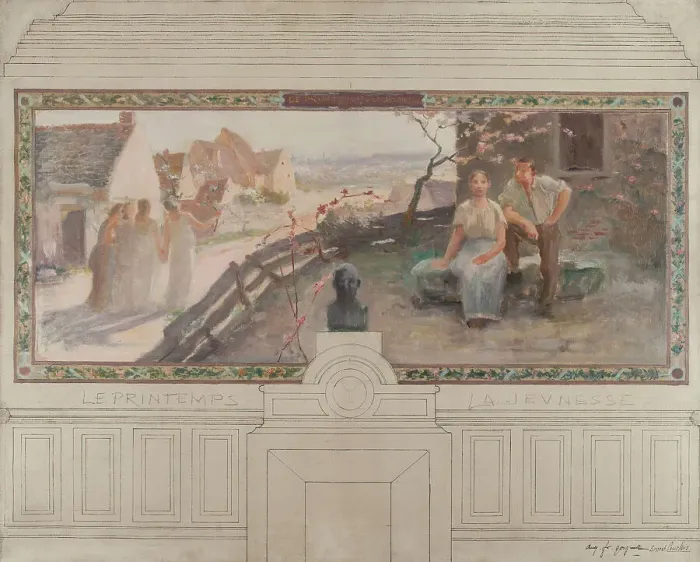 Framed Print : Esquisse de la mairie de Montreuil-sous-Bois : Le printemps - La jeunesse, 1892. Creators: Auguste-François-Marie Gorguet, Ernest de Bonnencontre Framed Print : Esquisse de la mairie de Montreuil-sous-Bois : Le printemps - La jeunesse, 1892. Creators: Auguste-François-Marie Gorguet, Ernest de Bonnencontre