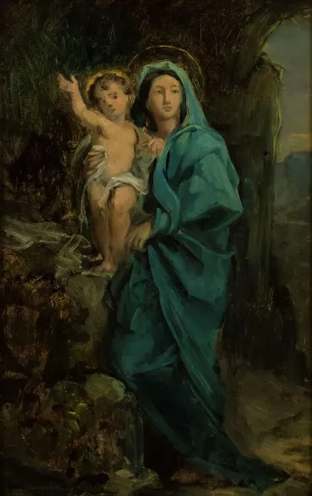 Framed Print : Esquisse pour la chapelle de Bois-Colombes : La Vierge et l'enfant Jésus, c.1876. Creator: Francisque Desportes Framed Print : Esquisse pour la chapelle de Bois-Colombes : La Vierge et l'enfant Jésus, c.1876. Creator: Francisque Desportes
