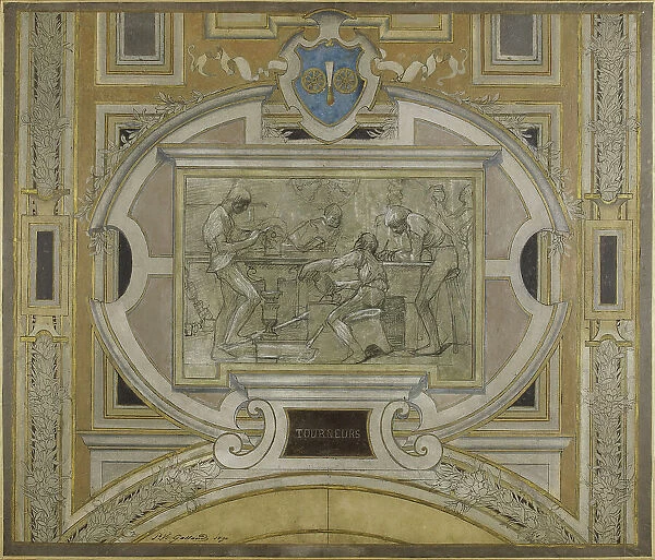 Esquisse pour la galerie des Métiers de l'Hôtel de Ville : Tourneurs, 1890. Creator: Pierre Victor Galland