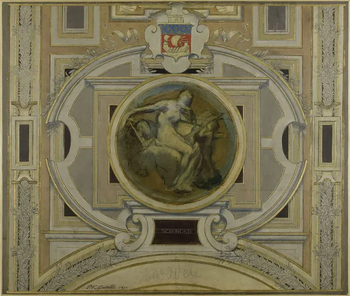 Framed Print : Esquisse pour la galerie des Métiers de l'Hôtel de Ville : Sciences, 1890. Creator: Pierre Victor Galland Framed Print : Esquisse pour la galerie des Métiers de l'Hôtel de Ville : Sciences, 1890. Creator: Pierre Victor Galland