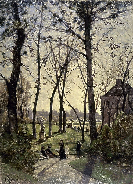 Esquisse pour la galerie des Tourelles de l'Hôtel de Ville de Paris : Le jardin du Luxembourg, 1890. Creator: Henri-Joseph Harpignies