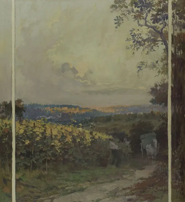 Framed Print : Esquisse pour la mairie de Bagneux : paysage d'automne, 1902. Creator: Paul Albert Steck Framed Print : Esquisse pour la mairie de Bagneux : paysage d'automne, 1902. Creator: Paul Albert Steck