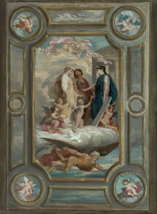 Framed Print : Esquisse pour la mairie de Clichy : Allégorie du mariage (plafond de la salle des... 1877 — 1878. Creator: Oscar-Pierre Mathieu) Framed Print : Esquisse pour la mairie de Clichy : Allégorie du mariage (plafond de la salle des... 1877 — 1878. Creator: Oscar-Pierre Mathieu)