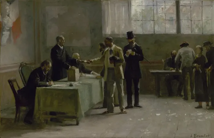 Framed Print : Esquisse pour la mairie des Lilas : Le suffrage universel, 1889. Creator: Alfred Henri Bramtot Framed Print : Esquisse pour la mairie des Lilas : Le suffrage universel, 1889. Creator: Alfred Henri Bramtot