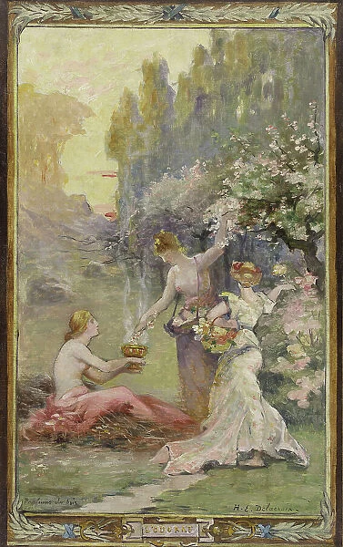 Esquisse pour la mairie du 10ème arrondissement de Paris : L'odorat - Parfums du soir, c.1905 - 1908 Creator: Henri-Eugène Delacroix